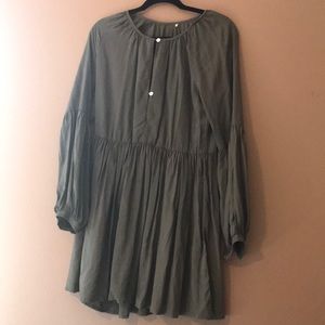 Olive Green, Long Sleeve Dress